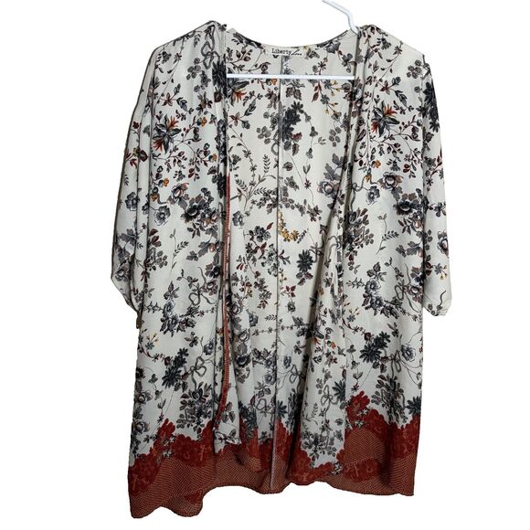 Liberty Love Sweater Women's 2XL Floral Open Kimono Lightweight Cardigan - Picture 1 of 8